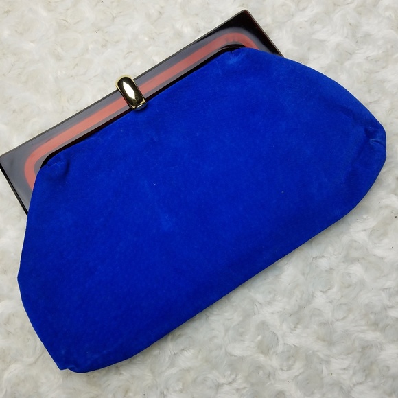 blue suede evening bag